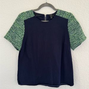 Elegant Blue and Green Blouse with Vibrant Design